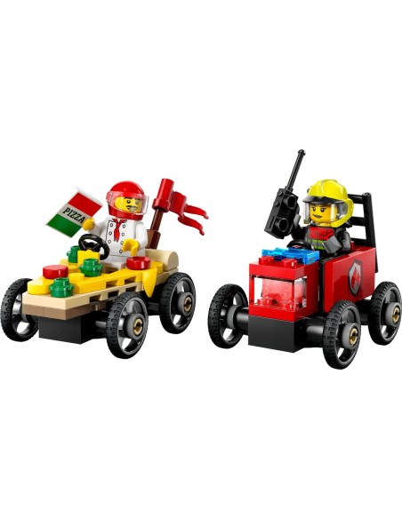 LEGO CITY GREAT VEHICLES PACK VEICOLI DA CORSA: PIZZAIOLO CONTRO POMPI