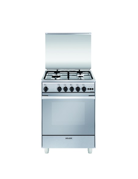 GLEMGAS U654VI CUCINA 60X50 A INOX 4F FORNO A GAS VENTILATO MULTICHEF