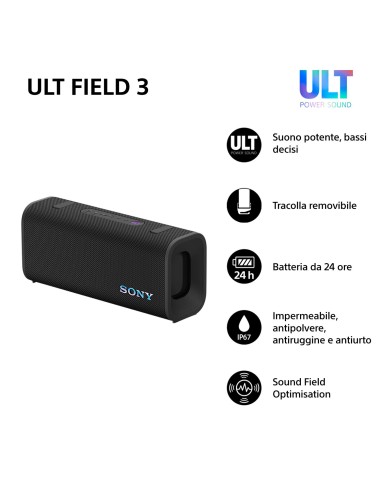 SONY SRS-ULT30B NERO SPEAKER BLUETOOTH 5.3 IP67 12 ORE AUTONOMIA