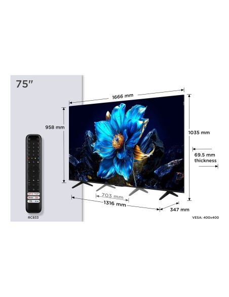 TCL 75P79K TVC 75" 4K QLED GOOGLE  TVSAT/AUDIO ONKYO + SUBWOOFER