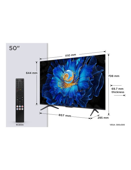 TCL 50C69KS TVC 50" 4K QLED MINILED60HZ TVSAT/AUDIO ONKYO