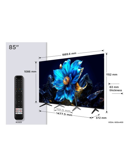 TCL 85P79K TVC 85" 4K QLED GOOGLE  TVSAT/AUDIO ONKYO + SUBWOOFER