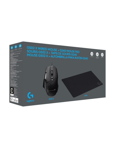 LOGITECH G502X + G240 MOUSE GAMING 25.600 DPI 89G + MOUSEPAD 28X34