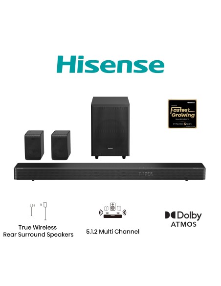 HISENSE AX5125H SOUNDBAR 5.1.2 500W SUBWOOFER WIRELESS BT 5.3