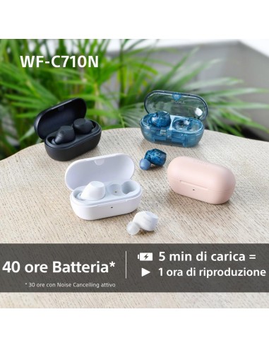 SONY WF-C710NB AURICOLARI BLUETOOTH TWS NERO IPX4 CANCELL.RUMORE