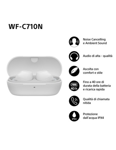 SONY WF-C710NW AURICOLARI BLUETOOTH TWS BIANCO IPX4 CANCELL.RUMORE