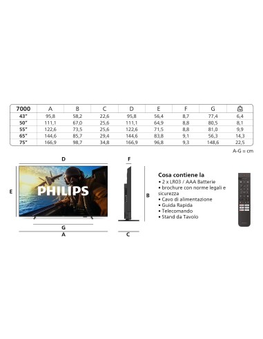 PHILIPS 43PUS7000/12 TVC 43" 4K    SMART TVSAT
