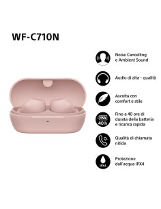 SONY WF-C710NP AURICOLARI BLUETOOTH TWS ROSA IPX4 CANCELL.RUMORE 2