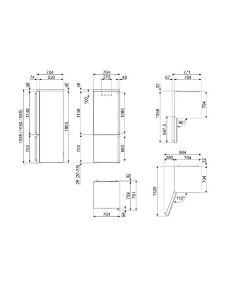 SMEG FA8005LAO5 COMB. E NF 481 LT. ANTRACITE INVERTER H195 L70 P70