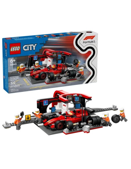 LEGO CITY FORMULA 1 PITSTOP E MECCANICI CON MONOPOSTO FERRARI F1®