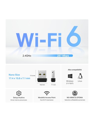 TPLINK ARCHER TX1U NANO WI-FI 6 AX300 ADATTATORE USB