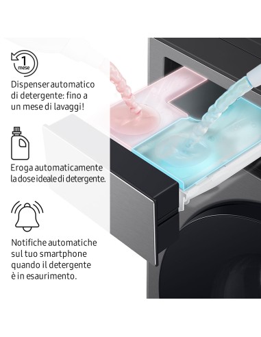 SAMSUNG WF90F09C4SU3 LVB A-55% 9KG  1400G DARK SILVER STEEL OBLO' NERO