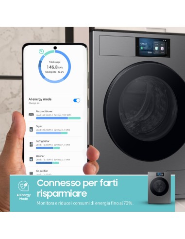 SAMSUNG WF90F09C4SU3 LVB A-55% 9KG  1400G DARK SILVER STEEL OBLO' NERO