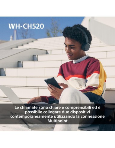 SONY WH-CH520P CUFFIA BLUETOOTH/NFC ROSA DRIVER 30MM AUTONOMIA 50H