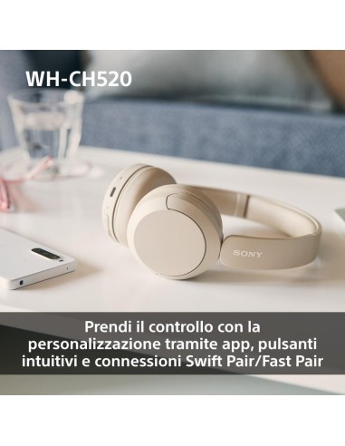 SONY WH-CH520P CUFFIA BLUETOOTH/NFC ROSA DRIVER 30MM AUTONOMIA 50H
