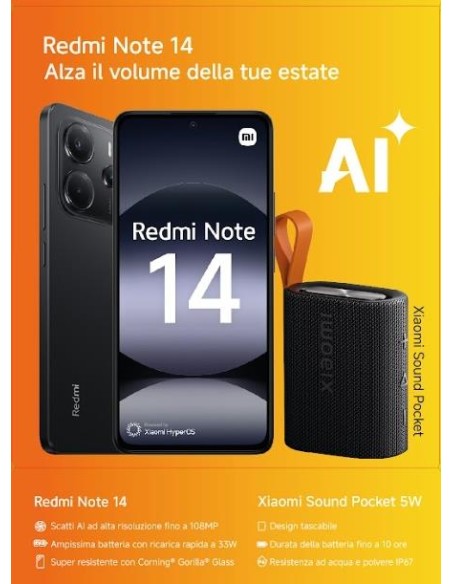 XIAOMI REDMI NOTE 14 MIDNIGHT BLACK8/256GB + SOUND POCKET