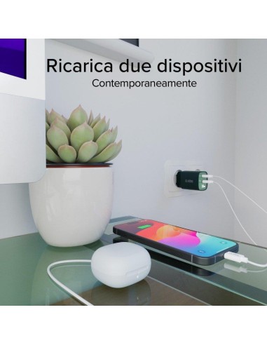 SBS TETRGANLCD1USB1C30G ALIM.RETE GAN 30W USB-C/USB-A 30W/18W VERDE