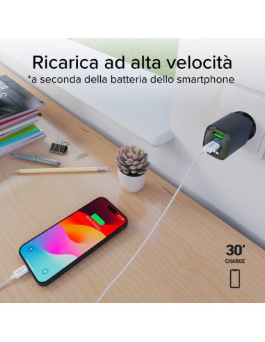 SBS TETRGANLCD1USB1C30B ALIM.RETE GAN 30W USB-C/USB-A 30W/18W BLU