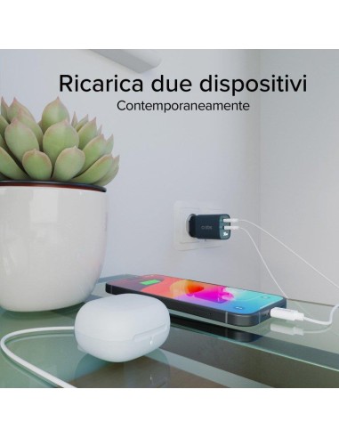 SBS TETRGANLCD1USB1C30B ALIM.RETE GAN 30W USB-C/USB-A 30W/18W BLU