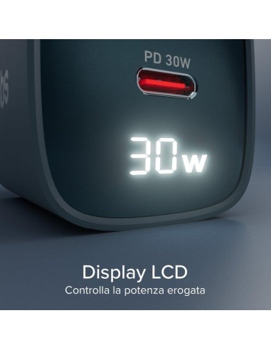 SBS TETRGANLCD1USB1C30B ALIM.RETE GAN 30W USB-C/USB-A 30W/18W BLU