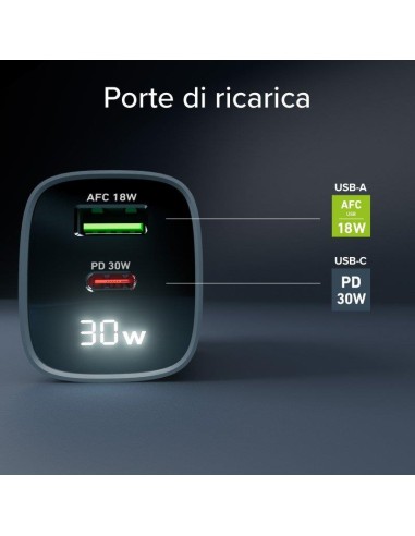 SBS TETRGANLCD1USB1C30B ALIM.RETE GAN 30W USB-C/USB-A 30W/18W BLU