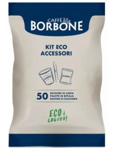 BORBONE KIT ACCESSORI 50 BICCHIERI 50 PALETTINE 50 BUSTINE ZUCCHERO