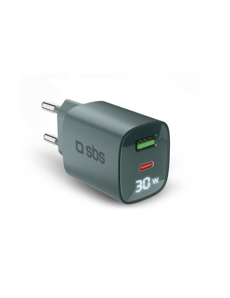SBS TETRGANLCD1USB1C30A ALIM.RETE GAN 30W USB-C/USB-A 30W/18W AZZURRO