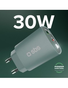 SBS TETRGANLCD1USB1C30A ALIM.RETE GAN 30W USB-C/USB-A 30W/18W AZZURRO 2