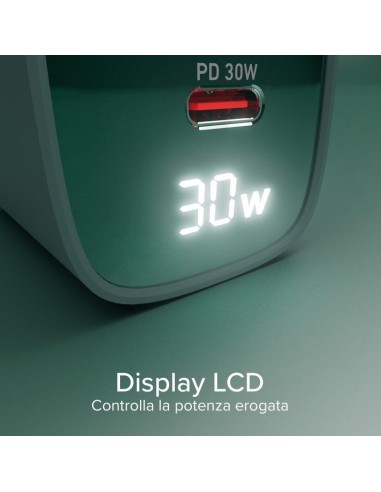 SBS TETRGANLCD1USB1C30A ALIM.RETE GAN 30W USB-C/USB-A 30W/18W AZZURRO