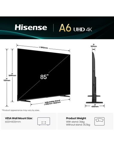 HISENSE 85A69Q TVC 85" 4K TVSAT