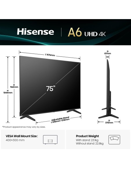 HISENSE 75A69Q TVC 75" 4K TVSAT