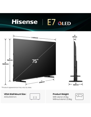 HISENSE 75E79Q TVC 75" 4K QLED     SMART DOLBY VISION SAT