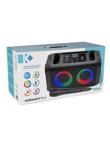 KARMA WPARTY2 DIFFUSORE AMPLIFICATO RICARICABILE 200W 2 WOOFER 3"
