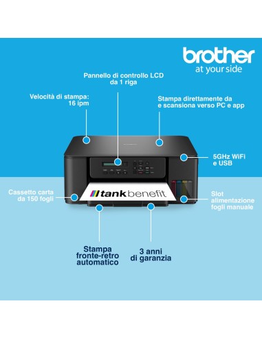 BROTHER DCPT580DW STAMPANTE AIO    INK TANK 3IN1 COLOR WIFI