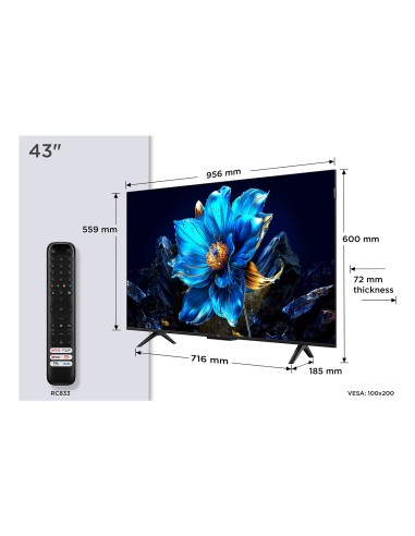 TCL 43P79K TVC 43" 4K QLED GOOGLE  TVSAT/AUDIO ONKYO