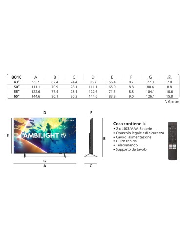 PHILIPS 43PUS8010/12 TVC 43" 4K    SMART AMBILIGHT TVSAT