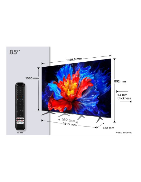 TCL 85P89K TVC 85" 4K QLED GOOGLE  TVSAT/AUDIO ONKYO + SUBWOOFER 144HZ