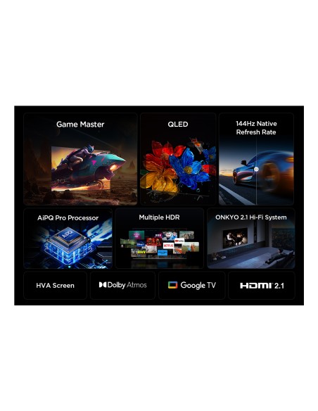 TCL 85P89K TVC 85" 4K QLED GOOGLE  TVSAT/AUDIO ONKYO + SUBWOOFER 144HZ