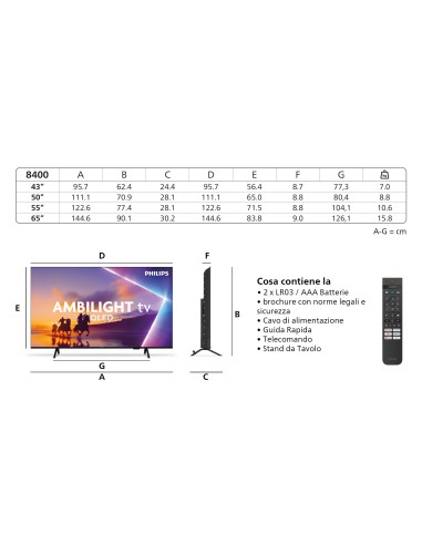 PHILIPS 50PUS8400/12 TVC 50" 4K    SMART AMBILIGHT TVSAT