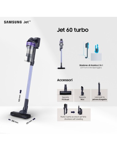 SAMSUNG VS15A6031R4 JET 60 TURBO   SCOPA RICARICABILE 150W VIOLET