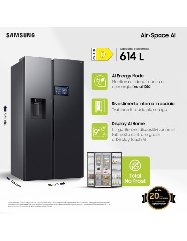 SAMSUNG RS90F64EDF FRIGO SBS D NF  614LT ANTRAC. WIFI H178 L91,2 P72,6