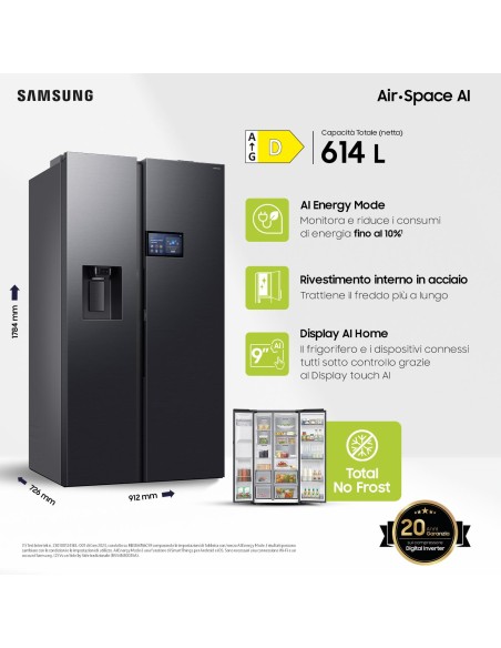 SAMSUNG RS90F64EDF FRIGO SBS D NF  614LT ANTRAC. WIFI H178 L91,2 P72,6