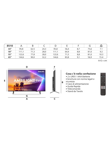 PHILIPS 43PUS8510/12 TVC 43" 4K    SMART AMBILIGHT TVSAT
