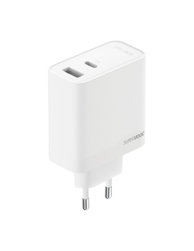 REALME SUPERVOOC 80W USB-C/USB-A GAN ALIMENTATORE RETE + CAVO BIANCO