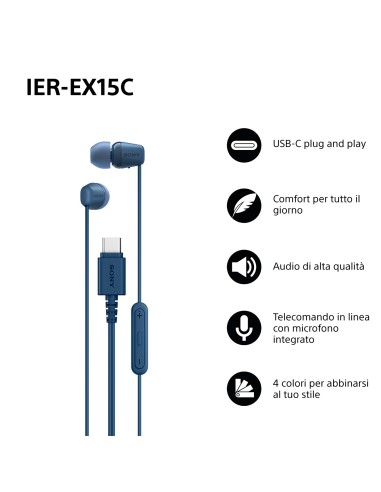 SONY IER-EX15CL AURICOLARE IN-EAR BLU USB-C