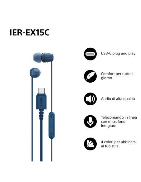 SONY IER-EX15CL AURICOLARE IN-EAR BLU USB-C
