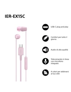 SONY IER-EX15CP AURICOLARE IN-EAR ROSA USB-C 2