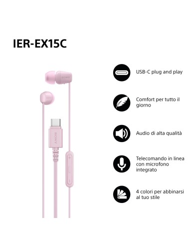SONY IER-EX15CP AURICOLARE IN-EAR ROSA USB-C