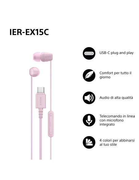 SONY IER-EX15CP AURICOLARE IN-EAR ROSA USB-C