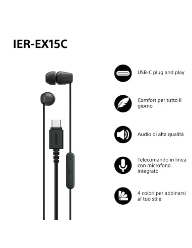 SONY IER-EX15CB AURICOLARE IN-EAR NERO USB-C